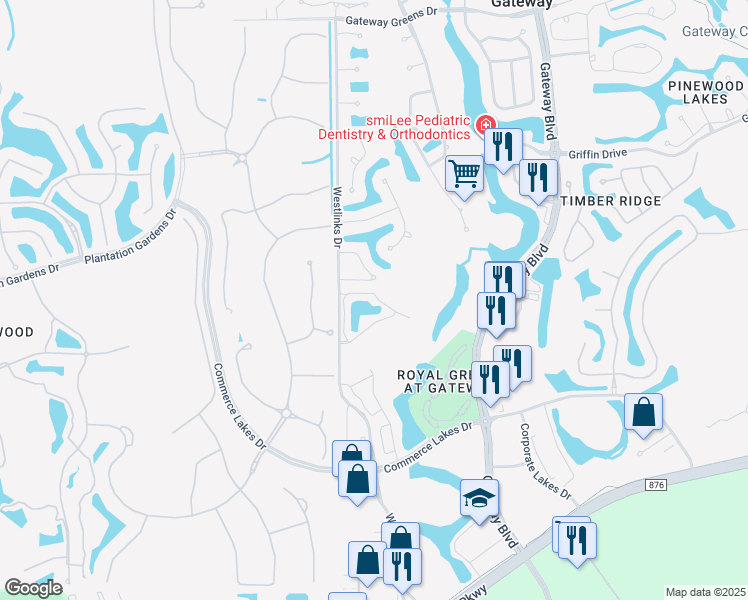 map of restaurants, bars, coffee shops, grocery stores, and more near 12130 Summergate Circle in Fort Myers