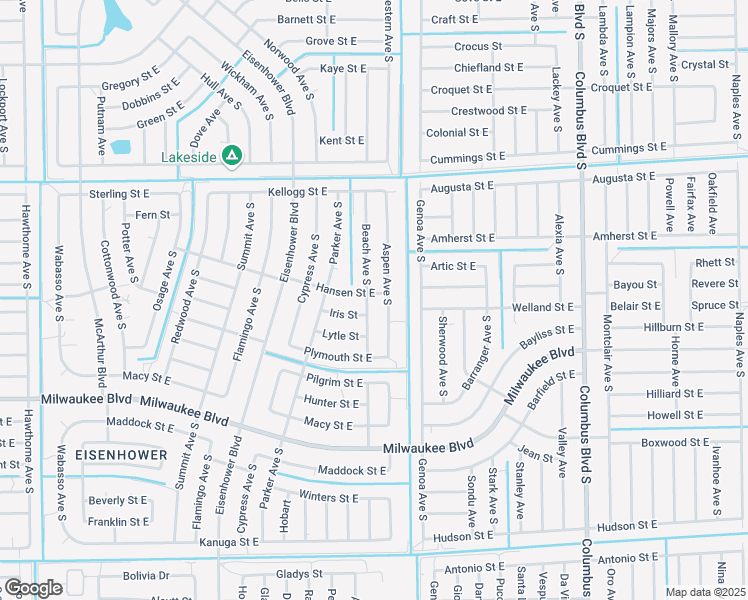map of restaurants, bars, coffee shops, grocery stores, and more near 541 Beach Avenue South in Lehigh Acres