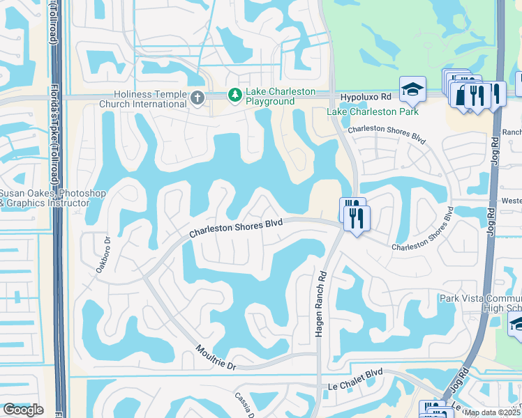 map of restaurants, bars, coffee shops, grocery stores, and more near 7425 Ansley Drive in Lake Worth