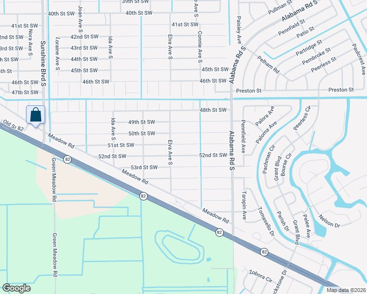 map of restaurants, bars, coffee shops, grocery stores, and more near 2611 51st Street Southwest in Lehigh Acres