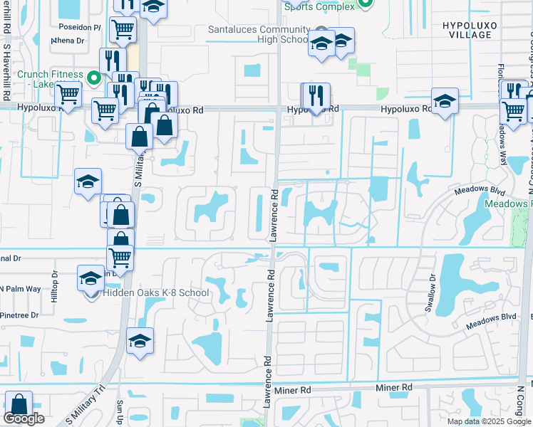 map of restaurants, bars, coffee shops, grocery stores, and more near 1094 Grove Park Circle in Boynton Beach