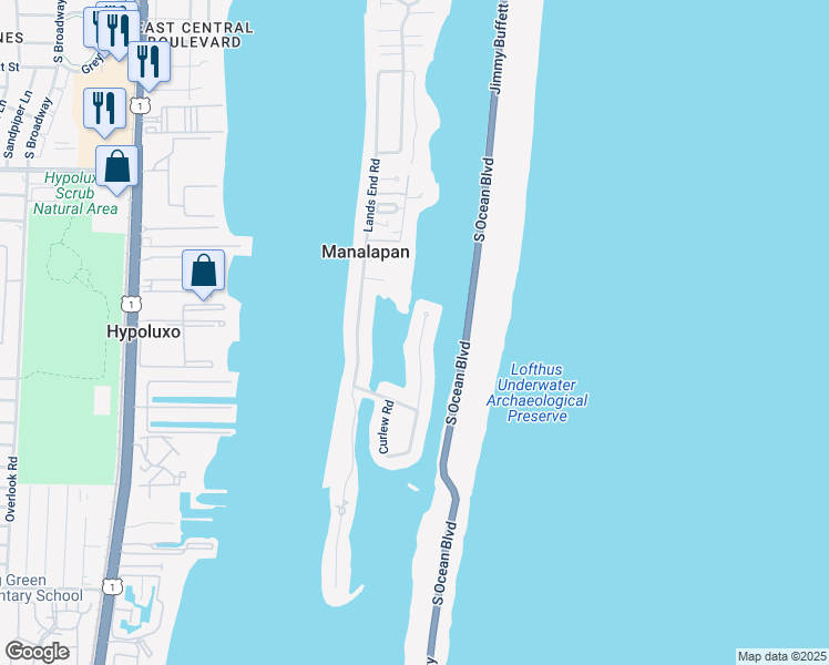 map of restaurants, bars, coffee shops, grocery stores, and more near 90 Spoonbill Road in Lantana