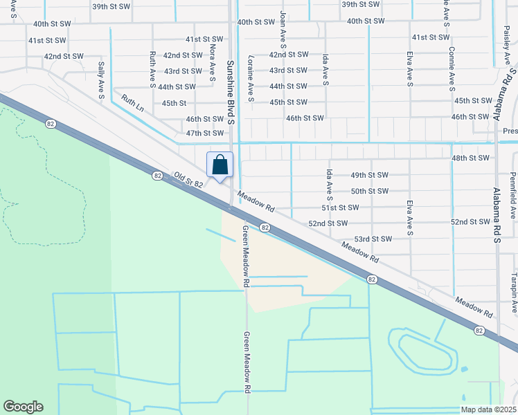 map of restaurants, bars, coffee shops, grocery stores, and more near 1708 Meadow Road in Lehigh Acres