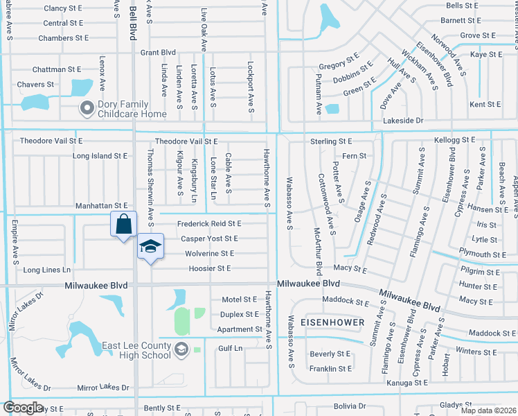 map of restaurants, bars, coffee shops, grocery stores, and more near 558 Lone Star Lane in Lehigh Acres