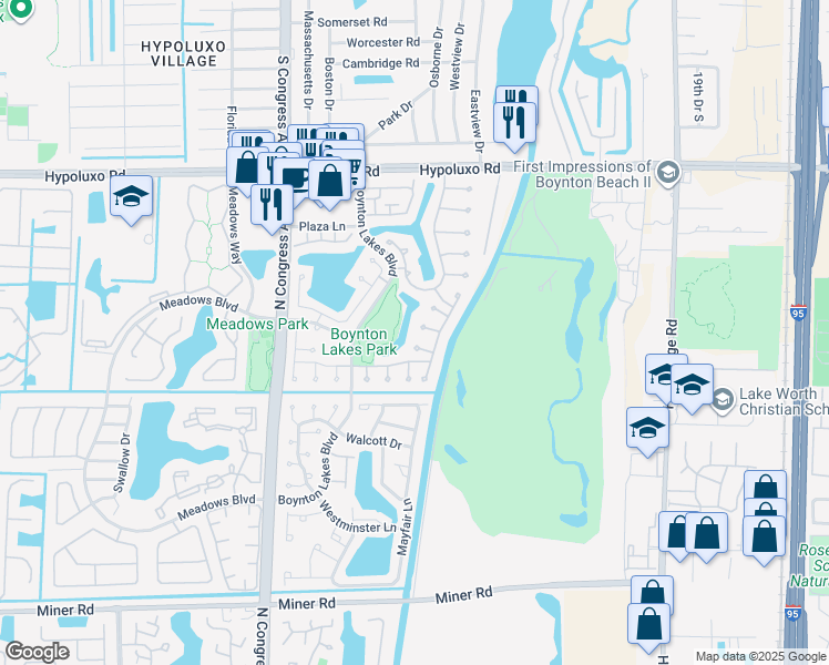 map of restaurants, bars, coffee shops, grocery stores, and more near 10 Beckley Pl in Boynton Beach