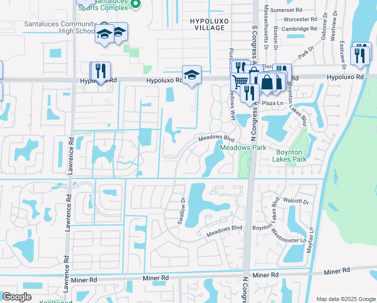 map of restaurants, bars, coffee shops, grocery stores, and more near 1 Heather Trace Drive in Boynton Beach
