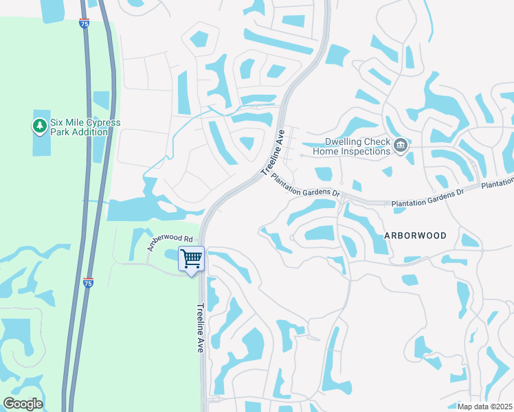 map of restaurants, bars, coffee shops, grocery stores, and more near 12171 Treeline Avenue in Fort Myers