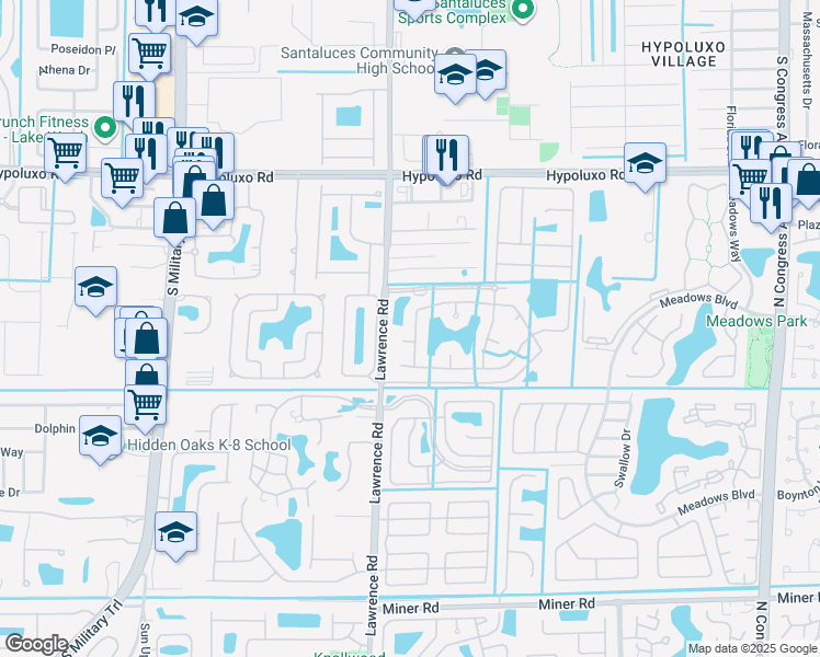map of restaurants, bars, coffee shops, grocery stores, and more near 7293 Providence Road in Boynton Beach