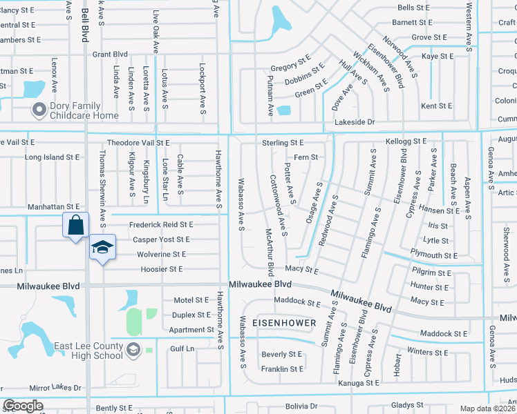map of restaurants, bars, coffee shops, grocery stores, and more near 907 Lytle Street East in Lehigh Acres