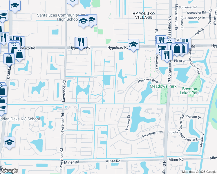 map of restaurants, bars, coffee shops, grocery stores, and more near 3551 Chesapeake Circle in Boynton Beach