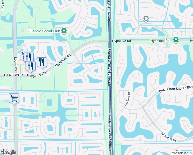 map of restaurants, bars, coffee shops, grocery stores, and more near 7373 Via Leonardo in Lake Worth