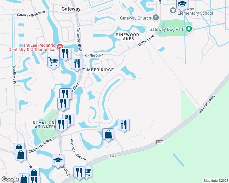 map of restaurants, bars, coffee shops, grocery stores, and more near 12154 Country Day Circle in Fort Myers