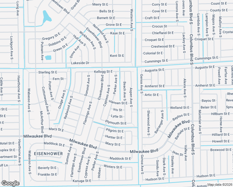 map of restaurants, bars, coffee shops, grocery stores, and more near 522 Parker Avenue South in Lehigh Acres