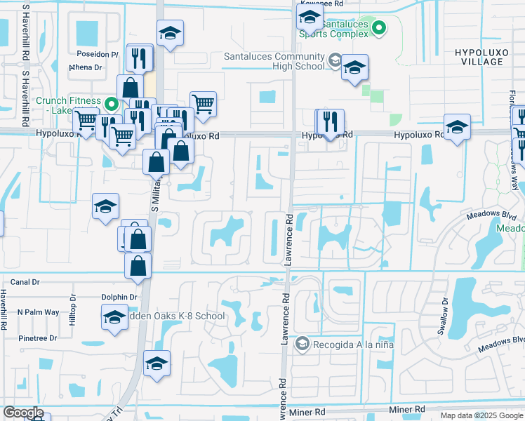 map of restaurants, bars, coffee shops, grocery stores, and more near 7410 Willow Spring Circle North in Boynton Beach