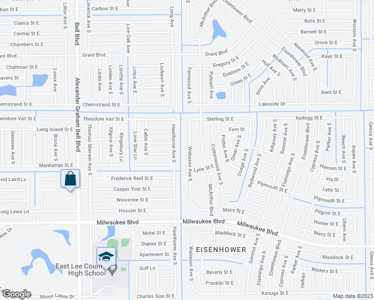 map of restaurants, bars, coffee shops, grocery stores, and more near 524 Wabasso Avenue South in Lehigh Acres
