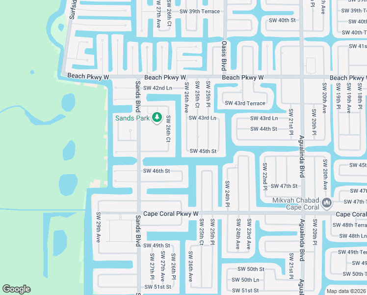 map of restaurants, bars, coffee shops, grocery stores, and more near 4420 Southwest 26th Avenue in Cape Coral