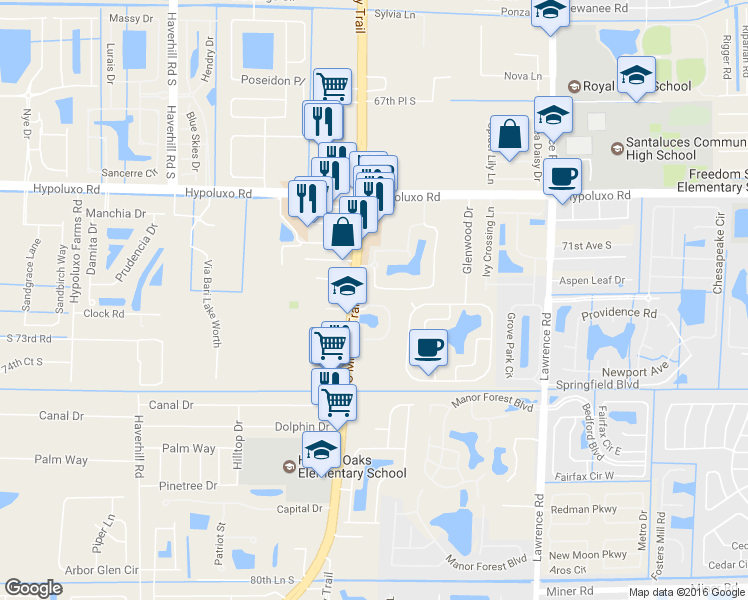 map of restaurants, bars, coffee shops, grocery stores, and more near in Palm Beach County