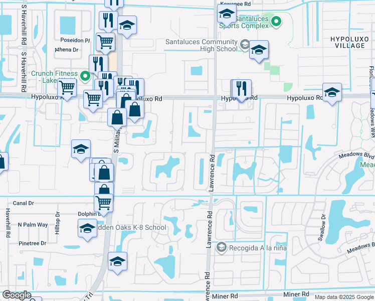 map of restaurants, bars, coffee shops, grocery stores, and more near 7410 Willow Spring Circle North in Boynton Beach