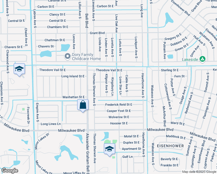 map of restaurants, bars, coffee shops, grocery stores, and more near 523 Kilgour Avenue South in Lehigh Acres