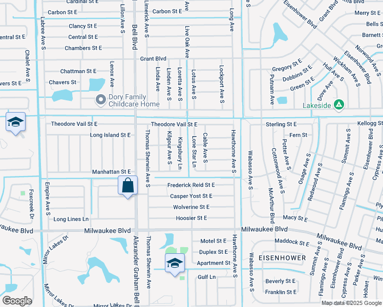map of restaurants, bars, coffee shops, grocery stores, and more near 522 Lone Star Lane in Lehigh Acres