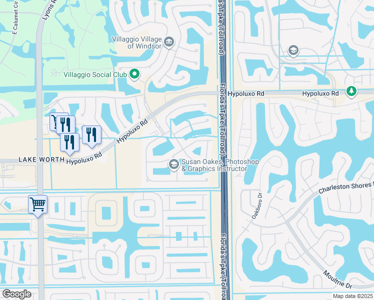 map of restaurants, bars, coffee shops, grocery stores, and more near 7312 Via Leonardo in Lake Worth