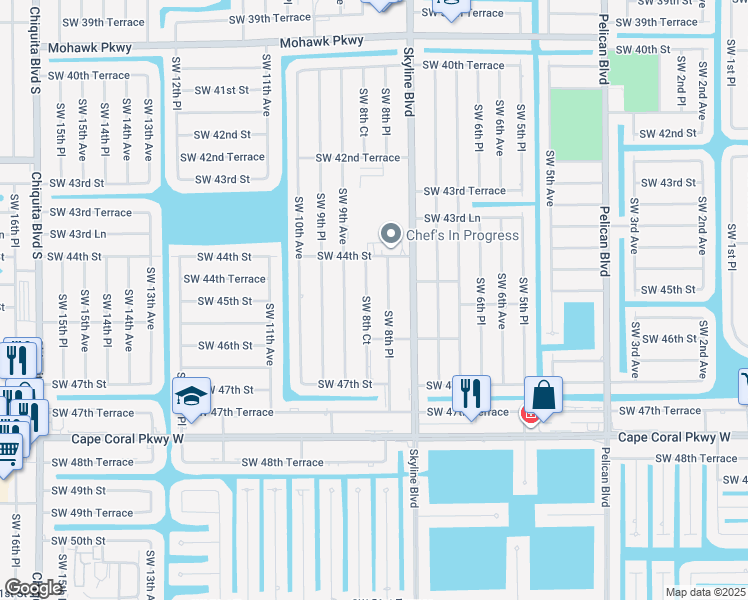 map of restaurants, bars, coffee shops, grocery stores, and more near 4426 Southwest 8th Court in Cape Coral