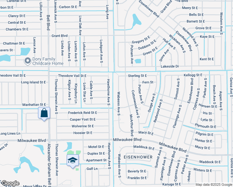 map of restaurants, bars, coffee shops, grocery stores, and more near 522 Wabasso Avenue South in Lehigh Acres