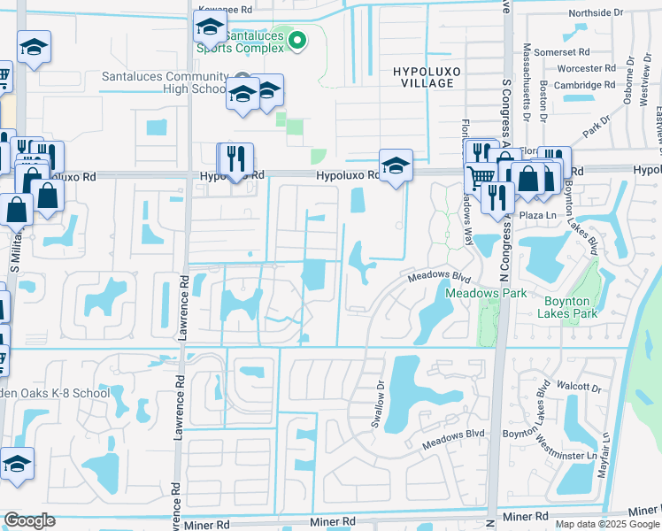 map of restaurants, bars, coffee shops, grocery stores, and more near 7189 Chesapeake Circle in Boynton Beach
