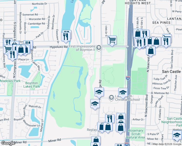 map of restaurants, bars, coffee shops, grocery stores, and more near 4733 Northwest 7th Court in Boynton Beach