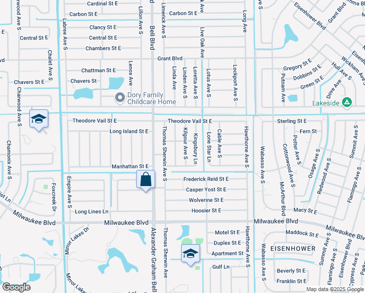 map of restaurants, bars, coffee shops, grocery stores, and more near 523 Kilgour Avenue South in Lehigh Acres