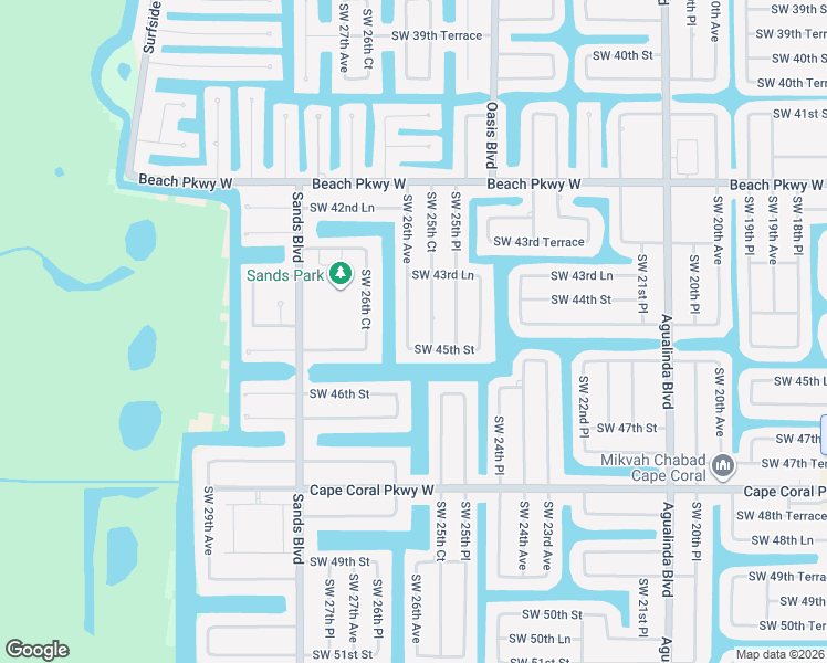 map of restaurants, bars, coffee shops, grocery stores, and more near 4420 Southwest 26th Avenue in Cape Coral