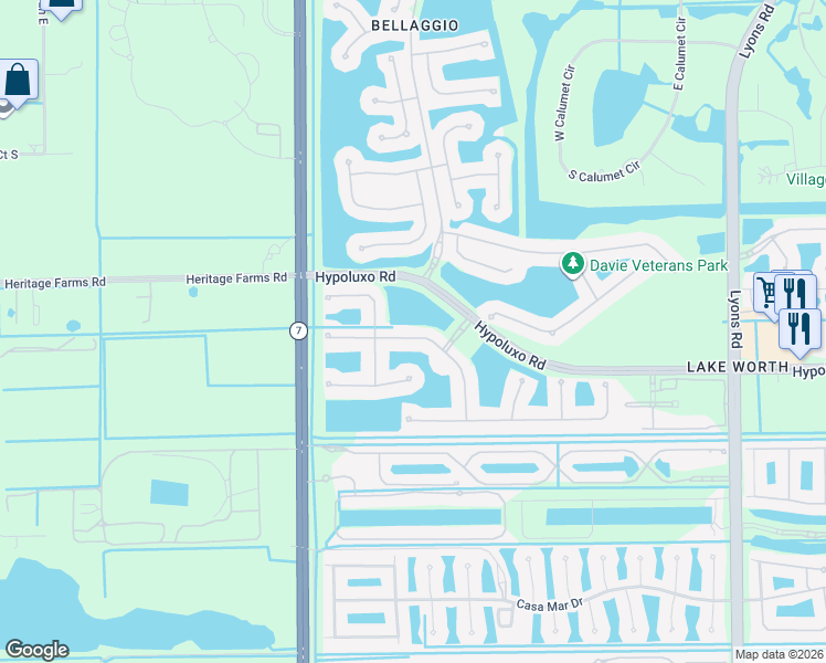 map of restaurants, bars, coffee shops, grocery stores, and more near 9856 Vía Amati in Lake Worth