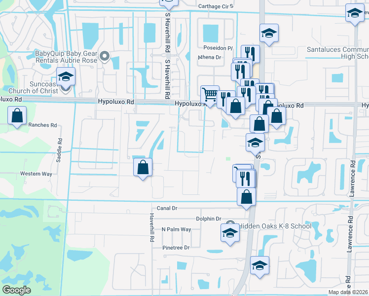 map of restaurants, bars, coffee shops, grocery stores, and more near 7178 Montereal Path in Lake Worth