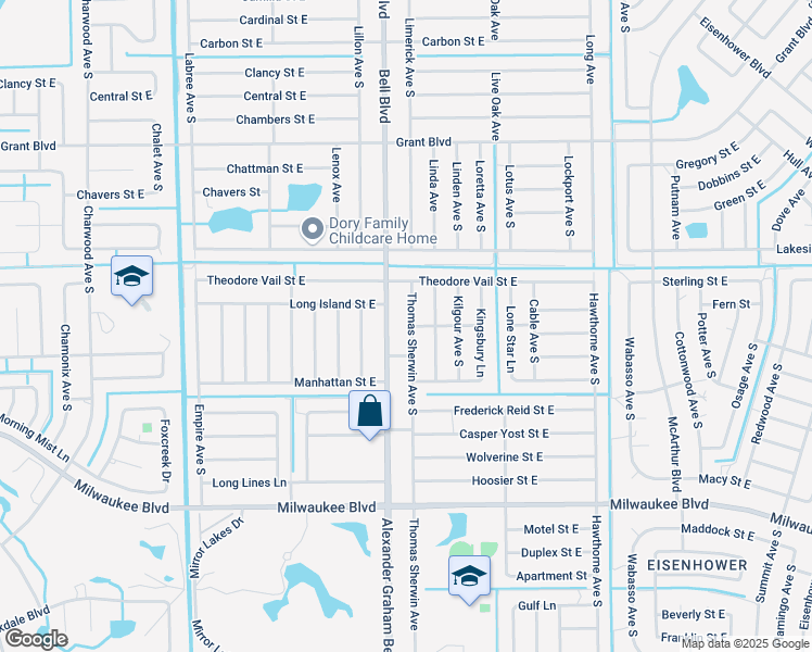 map of restaurants, bars, coffee shops, grocery stores, and more near 528 Thomas Sherwin Avenue South in Lehigh Acres