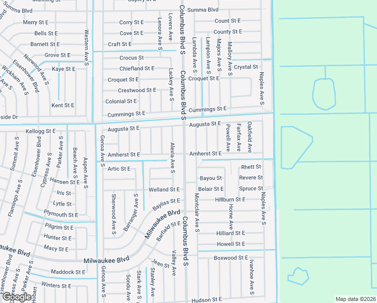 map of restaurants, bars, coffee shops, grocery stores, and more near 519 Columbus Boulevard South in Lehigh Acres