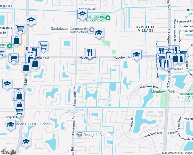 map of restaurants, bars, coffee shops, grocery stores, and more near 3802 Jonathans Way in Boynton Beach