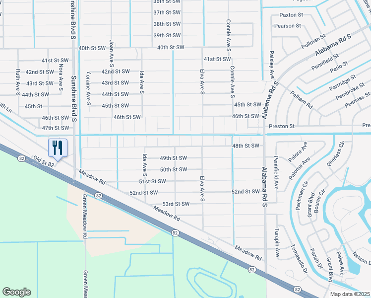 map of restaurants, bars, coffee shops, grocery stores, and more near 2711 48th Street Southwest in Lehigh Acres