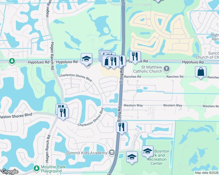 map of restaurants, bars, coffee shops, grocery stores, and more near 6573 Geneva Street in Lake Worth