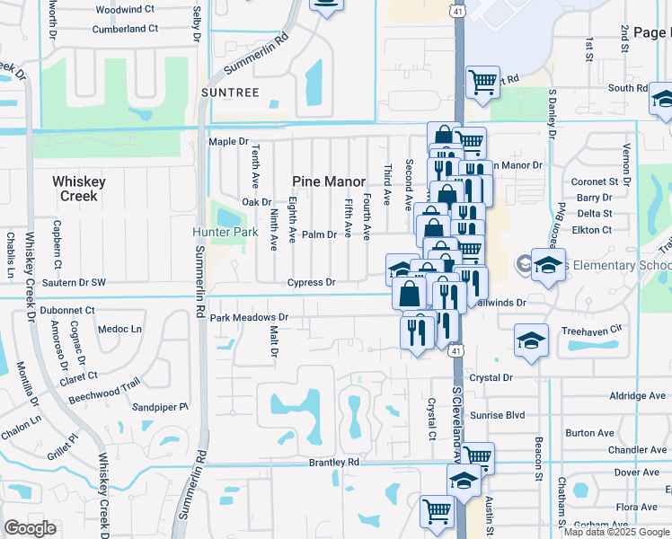 map of restaurants, bars, coffee shops, grocery stores, and more near 5632 Fifth Avenue in Fort Myers