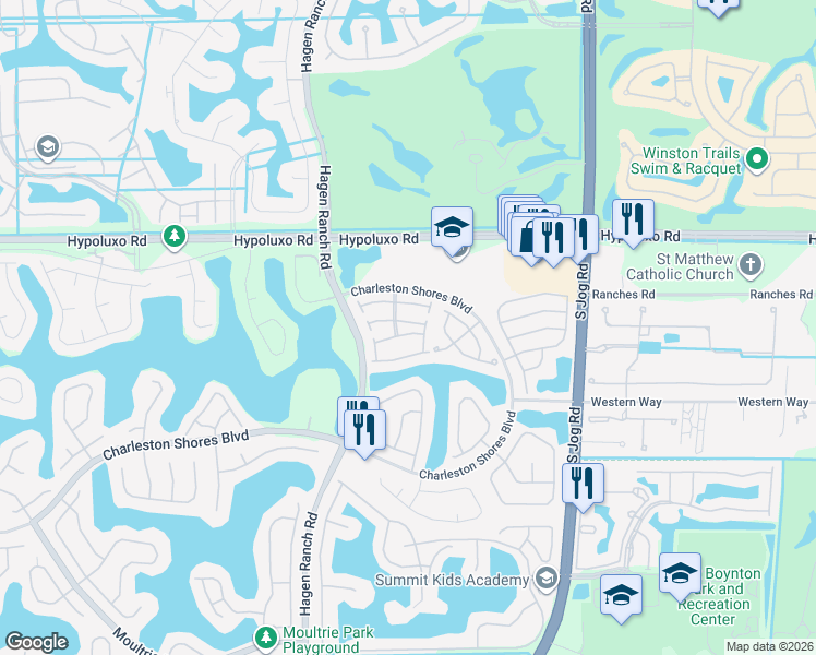 map of restaurants, bars, coffee shops, grocery stores, and more near 6799 Sugarloaf Key Street in Lake Worth
