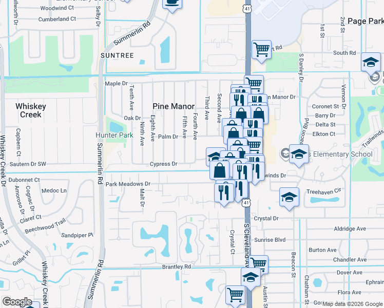 map of restaurants, bars, coffee shops, grocery stores, and more near 5637 Fourth Avenue in Fort Myers