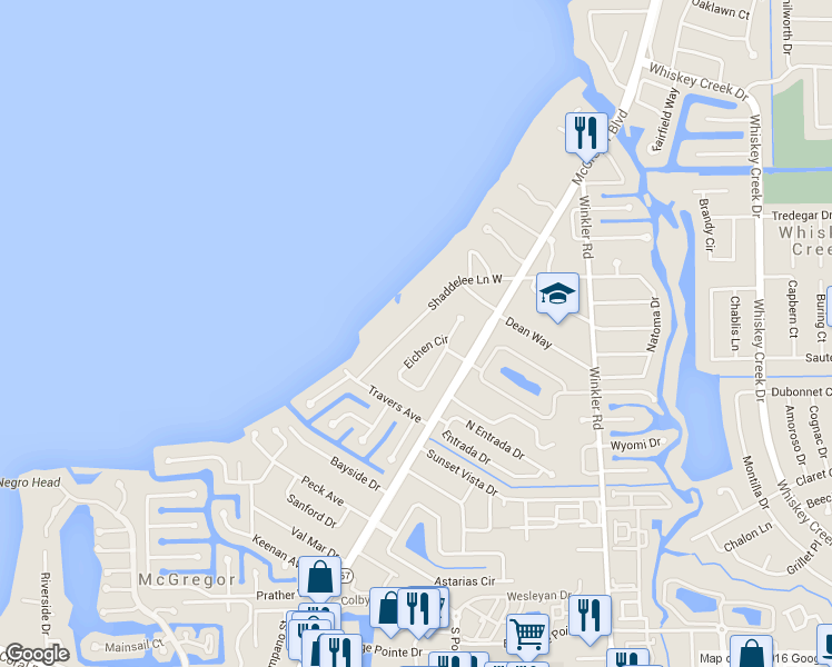map of restaurants, bars, coffee shops, grocery stores, and more near 5647 Shaddelee Ln W in Fort Myers