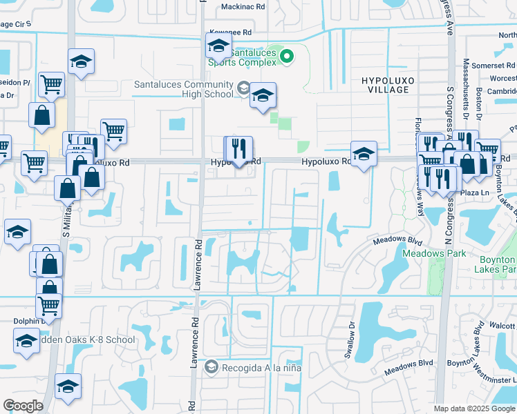 map of restaurants, bars, coffee shops, grocery stores, and more near 3802 Jonathans Way in Boynton Beach