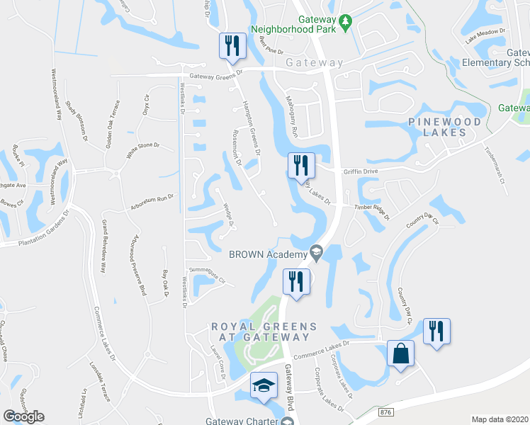 map of restaurants, bars, coffee shops, grocery stores, and more near 11990 Rosemount Drive in Fort Myers