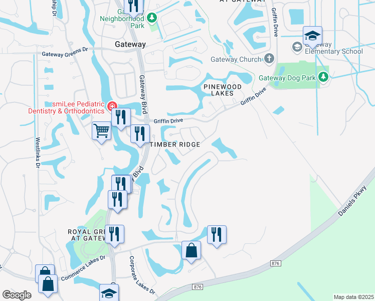 map of restaurants, bars, coffee shops, grocery stores, and more near 11701 Pine Timber Lane in Fort Myers
