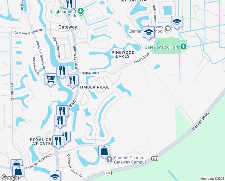 map of restaurants, bars, coffee shops, grocery stores, and more near 12302 Country Day Circle in Fort Myers