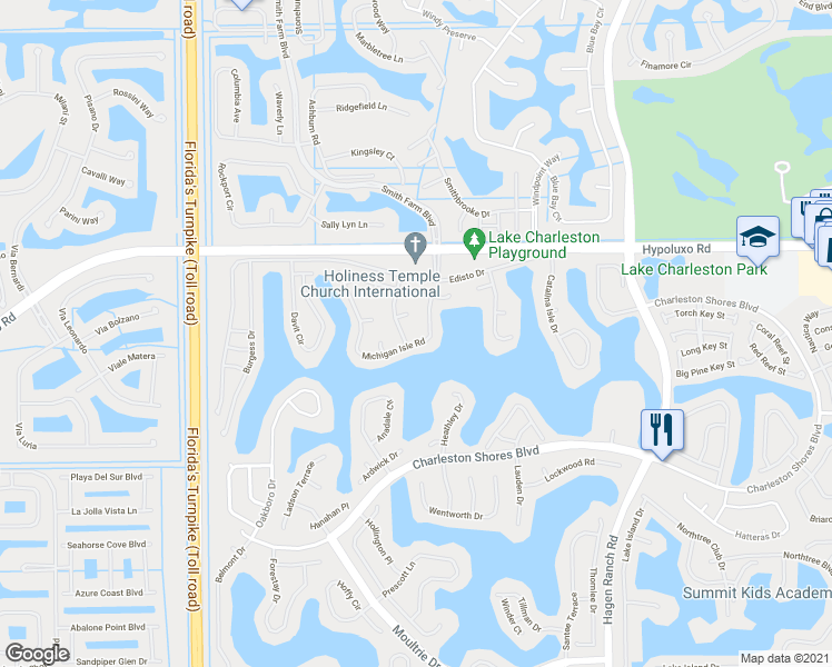 map of restaurants, bars, coffee shops, grocery stores, and more near 7153 Michigan Isle Road in Lake Worth