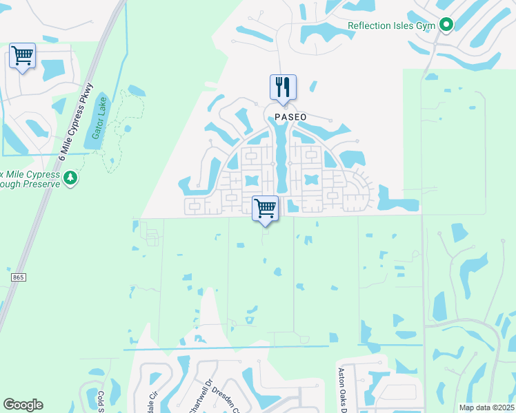 map of restaurants, bars, coffee shops, grocery stores, and more near 11947 Tulio Way in Fort Myers