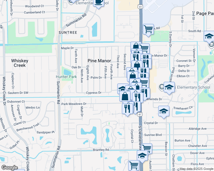 map of restaurants, bars, coffee shops, grocery stores, and more near 5632 Fifth Avenue in Fort Myers