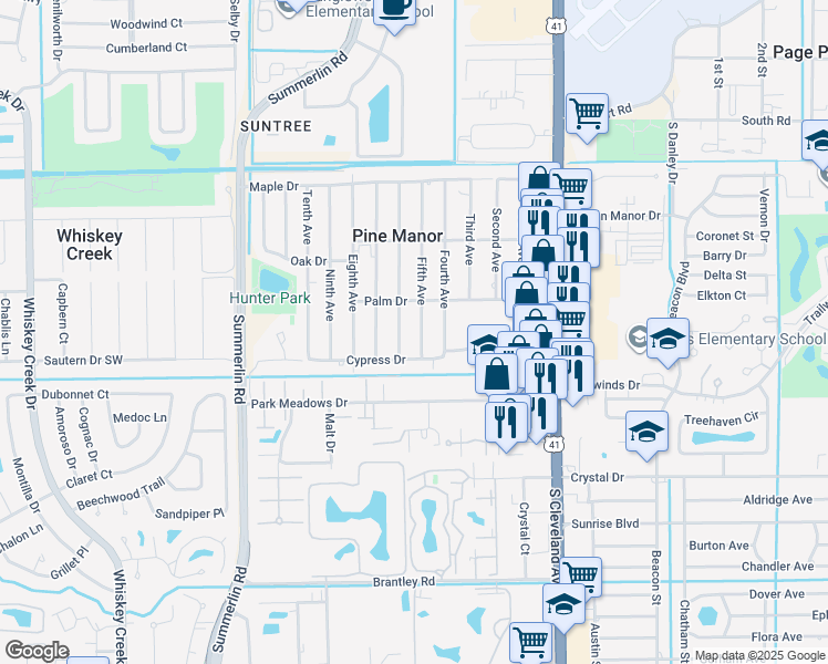 map of restaurants, bars, coffee shops, grocery stores, and more near 5632 Fifth Avenue in Fort Myers